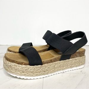 Steve Madden Jaklin Espadrille Platform Black Sandal 6